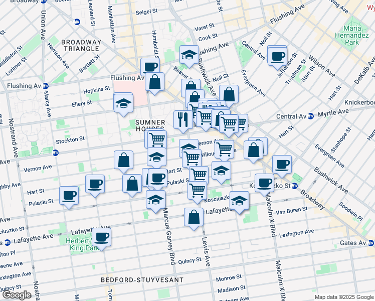 map of restaurants, bars, coffee shops, grocery stores, and more near in Brooklyn