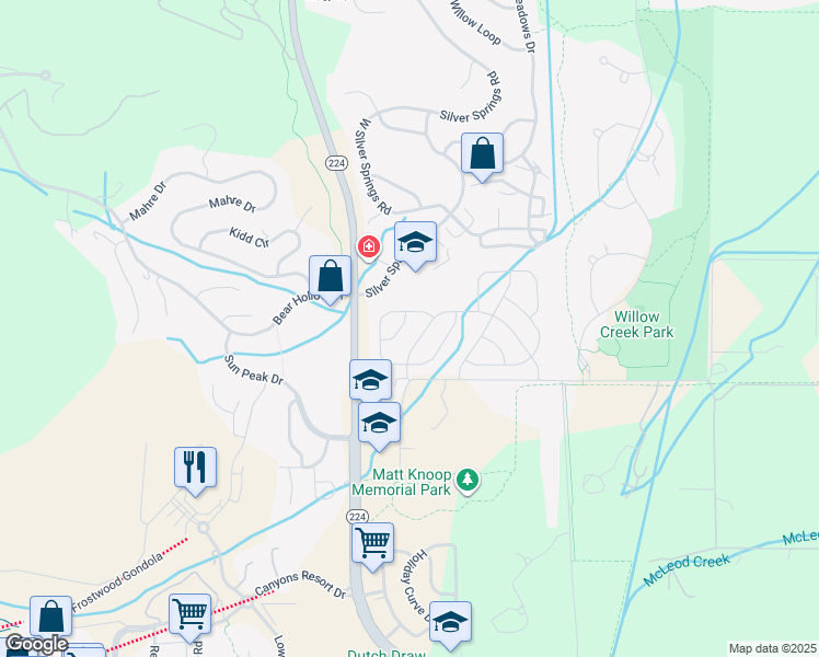 map of restaurants, bars, coffee shops, grocery stores, and more near 4422 Snyder's Way in Park City