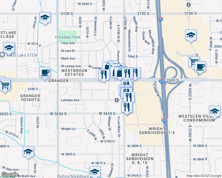 map of restaurants, bars, coffee shops, grocery stores, and more near in West Valley City