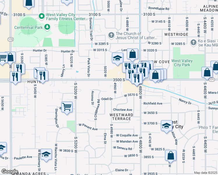 map of restaurants, bars, coffee shops, grocery stores, and more near 5021 Kiowa Court in Salt Lake City