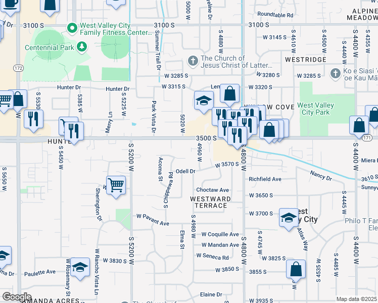 map of restaurants, bars, coffee shops, grocery stores, and more near 5021 Kiowa Court in Salt Lake City