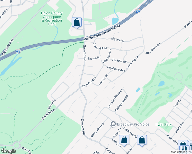map of restaurants, bars, coffee shops, grocery stores, and more near 4 Fernhill Road in Springfield