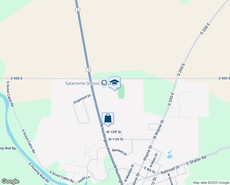 map of restaurants, bars, coffee shops, grocery stores, and more near 1063 East 900 South in Warren