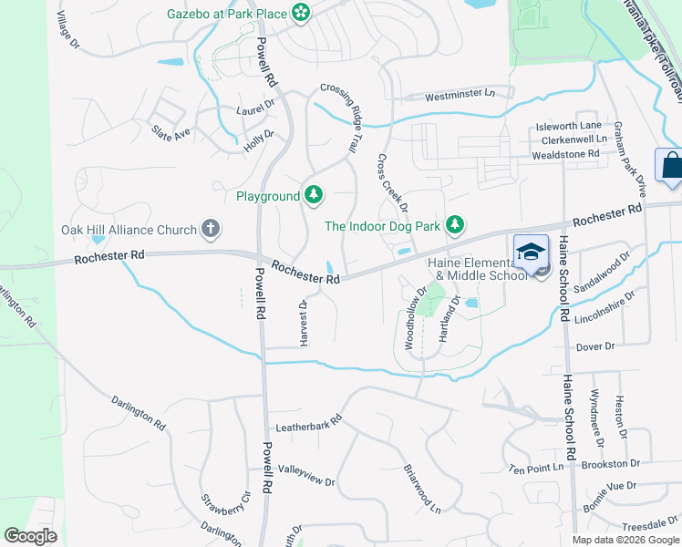 map of restaurants, bars, coffee shops, grocery stores, and more near 202 Hunting Ridge Trail in Cranberry Township