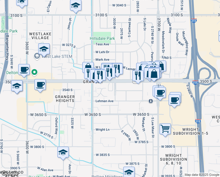 map of restaurants, bars, coffee shops, grocery stores, and more near in West Valley City