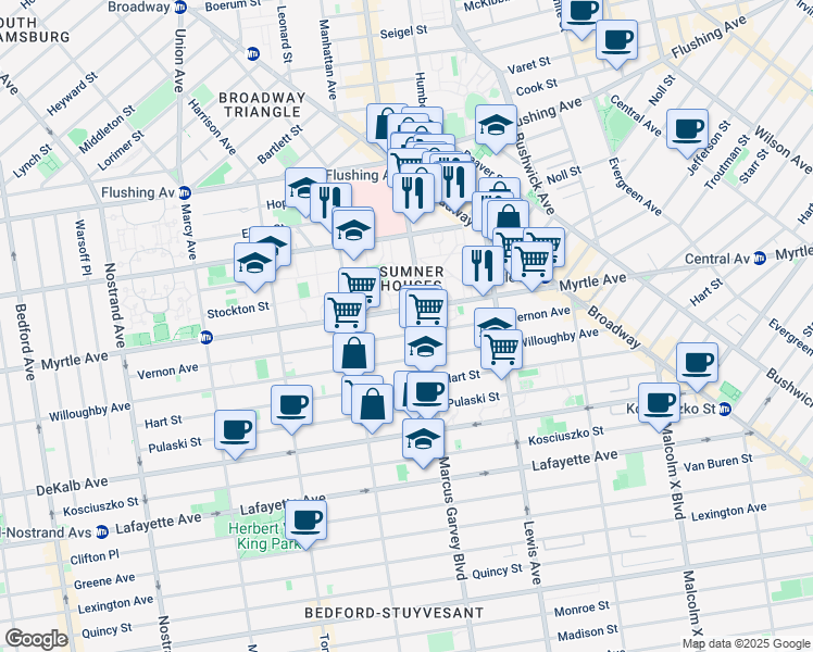 map of restaurants, bars, coffee shops, grocery stores, and more near in Brooklyn