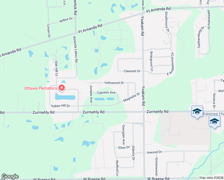 map of restaurants, bars, coffee shops, grocery stores, and more near 4059 Yellowood Street in Lima