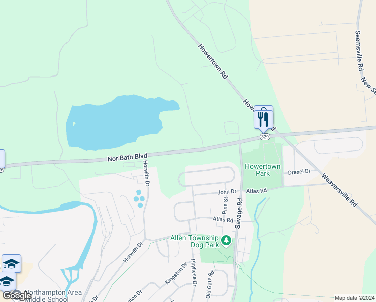 map of restaurants, bars, coffee shops, grocery stores, and more near 518 Nor Bath Boulevard in Northampton