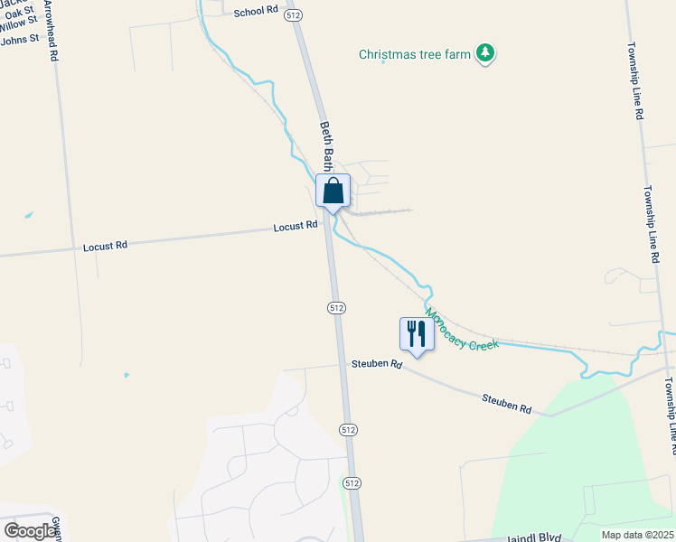 map of restaurants, bars, coffee shops, grocery stores, and more near 7152 Beth Bath Pike in Bath