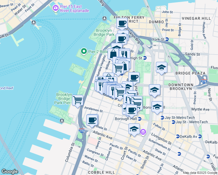 map of restaurants, bars, coffee shops, grocery stores, and more near in Brooklyn