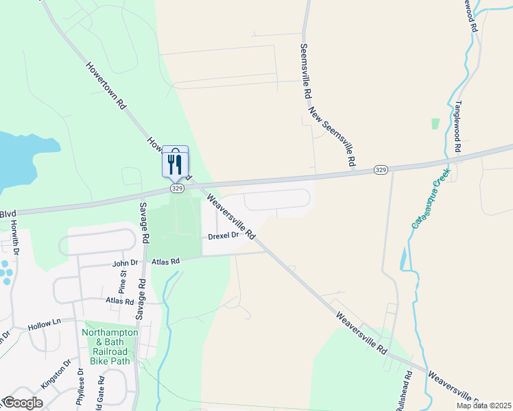 map of restaurants, bars, coffee shops, grocery stores, and more near 107 Oak Lane in Northampton