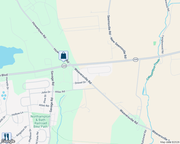 map of restaurants, bars, coffee shops, grocery stores, and more near 87 Oak Lane in Northampton