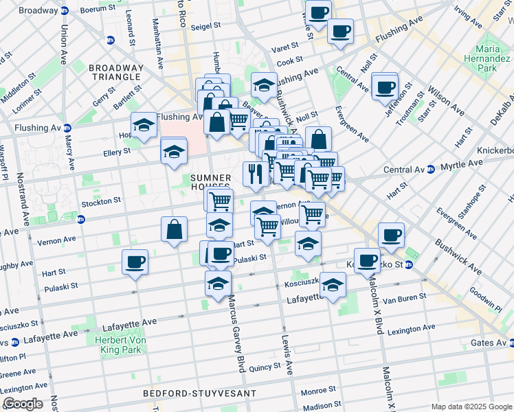 map of restaurants, bars, coffee shops, grocery stores, and more near in Brooklyn