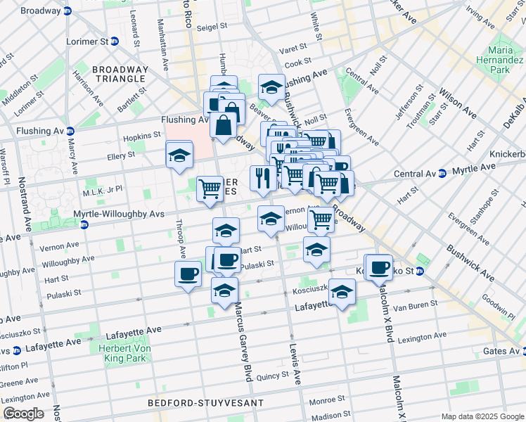 map of restaurants, bars, coffee shops, grocery stores, and more near in Brooklyn
