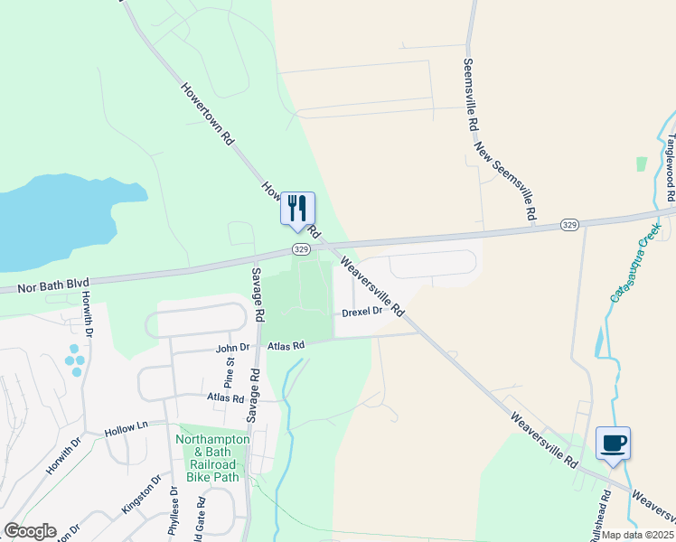 map of restaurants, bars, coffee shops, grocery stores, and more near 23 Short Ln in Northampton