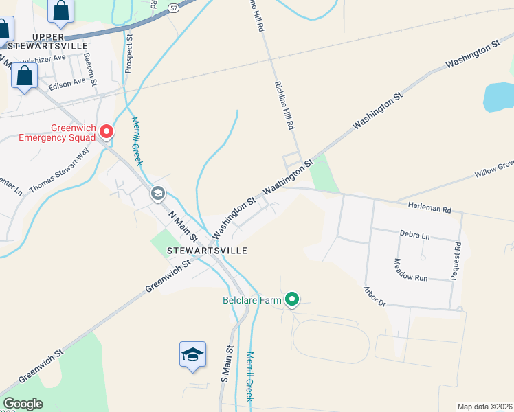 map of restaurants, bars, coffee shops, grocery stores, and more near 138 Washington Street in Greenwich Township