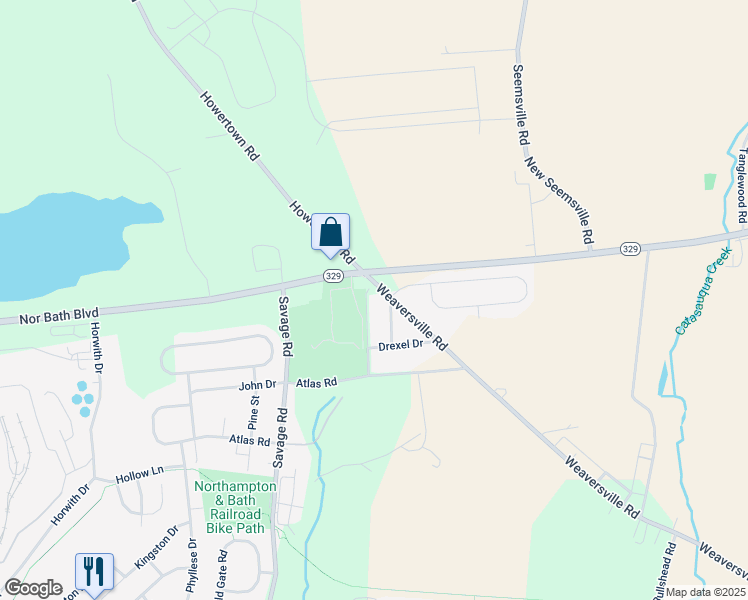 map of restaurants, bars, coffee shops, grocery stores, and more near 23 Short Lane in Northampton
