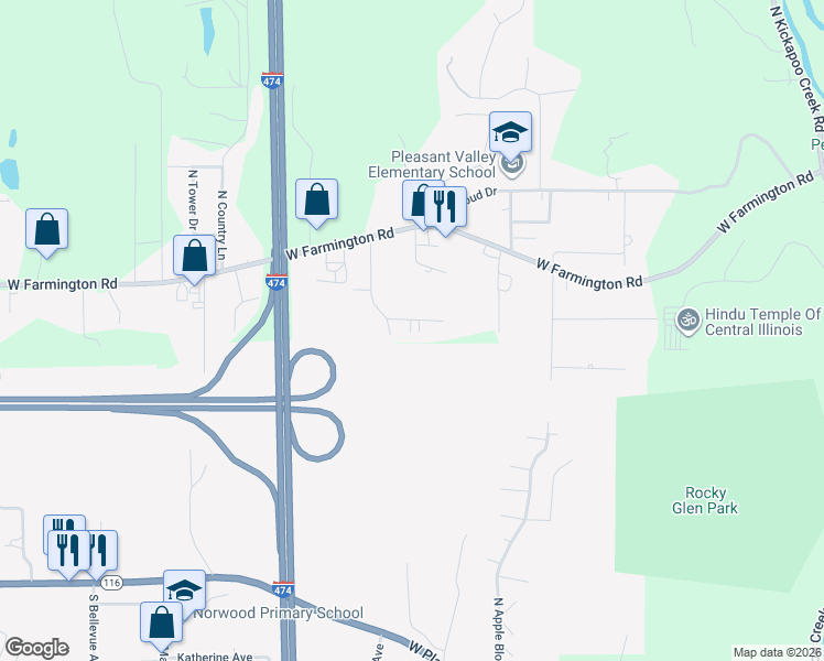 map of restaurants, bars, coffee shops, grocery stores, and more near 4919-4921 West Swords Circle in Peoria