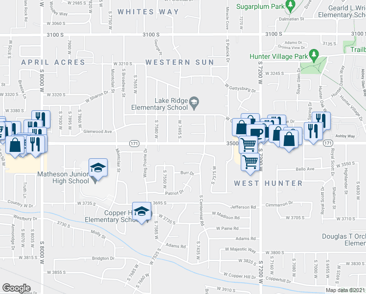 map of restaurants, bars, coffee shops, grocery stores, and more near 7487 West 3500 South in Magna