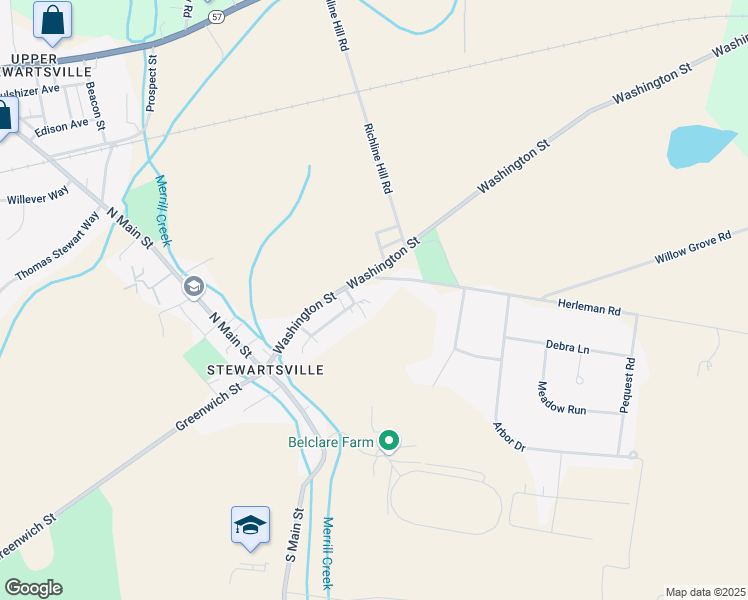 map of restaurants, bars, coffee shops, grocery stores, and more near 220 Watertower Road in Greenwich Township