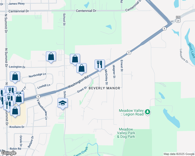 map of restaurants, bars, coffee shops, grocery stores, and more near 204 Vohland Street in Washington