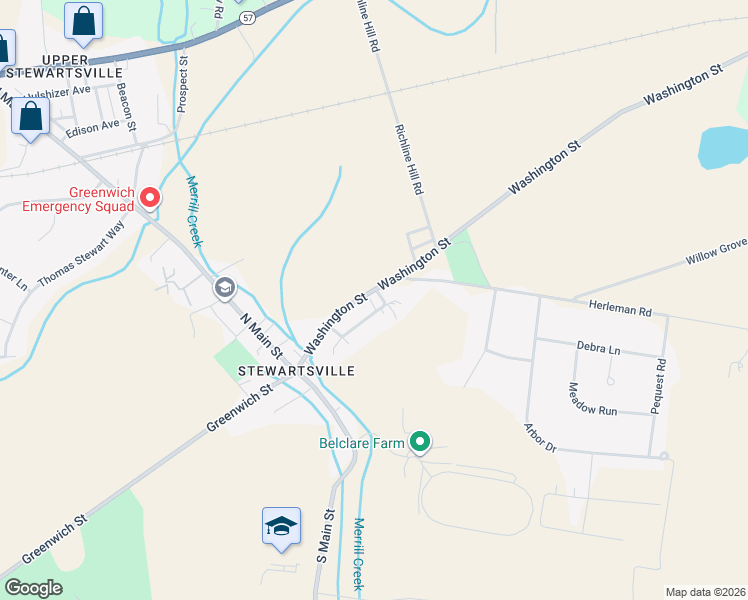 map of restaurants, bars, coffee shops, grocery stores, and more near 138 Washington Street in Greenwich Township