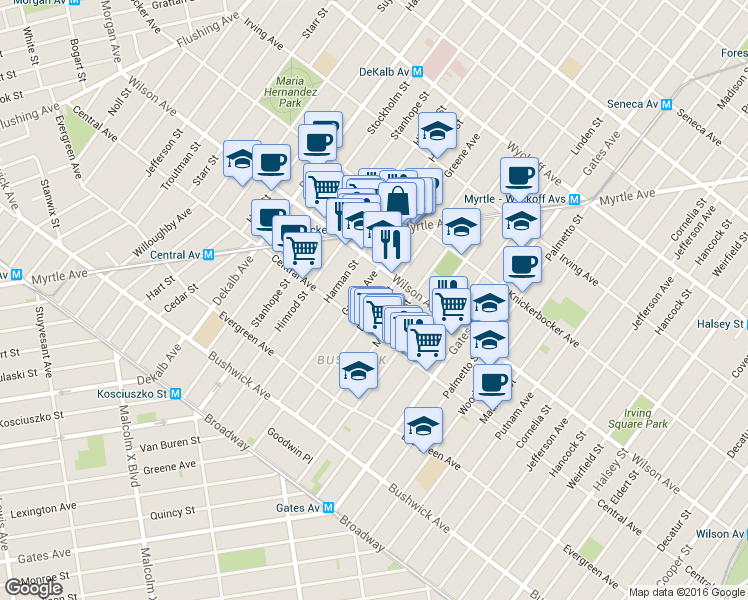 map of restaurants, bars, coffee shops, grocery stores, and more near in Brooklyn