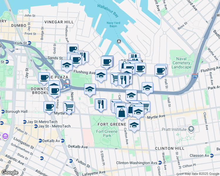 map of restaurants, bars, coffee shops, grocery stores, and more near in Brooklyn
