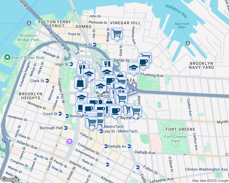 map of restaurants, bars, coffee shops, grocery stores, and more near in Brooklyn