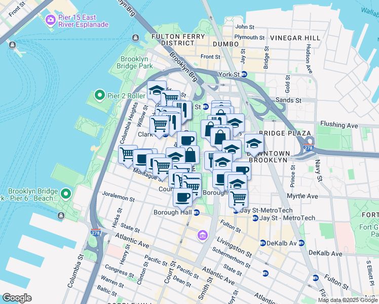 map of restaurants, bars, coffee shops, grocery stores, and more near in Brooklyn