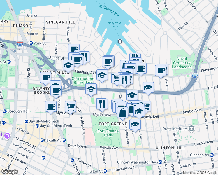 map of restaurants, bars, coffee shops, grocery stores, and more near in Brooklyn