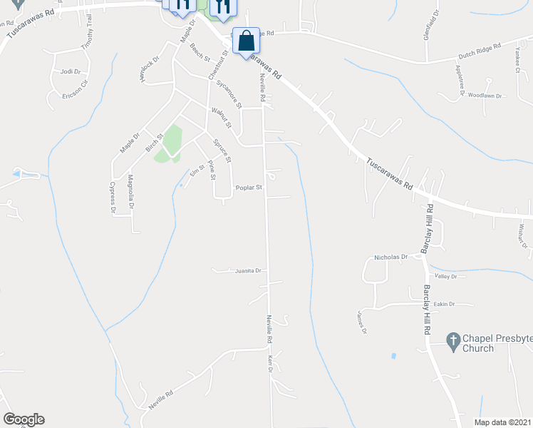 map of restaurants, bars, coffee shops, grocery stores, and more near 415 Neville Road in Beaver