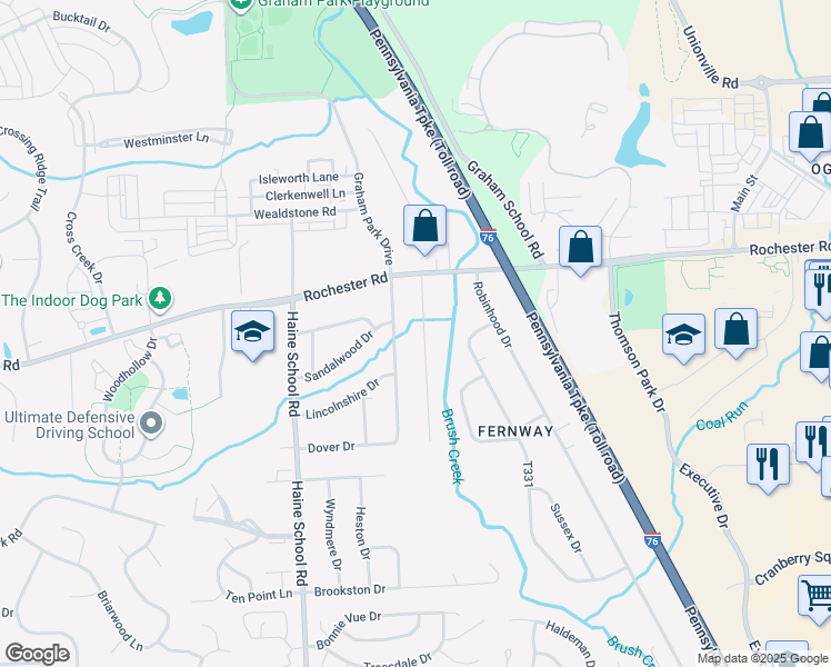 map of restaurants, bars, coffee shops, grocery stores, and more near 116 Chadborne Court in Cranberry Township