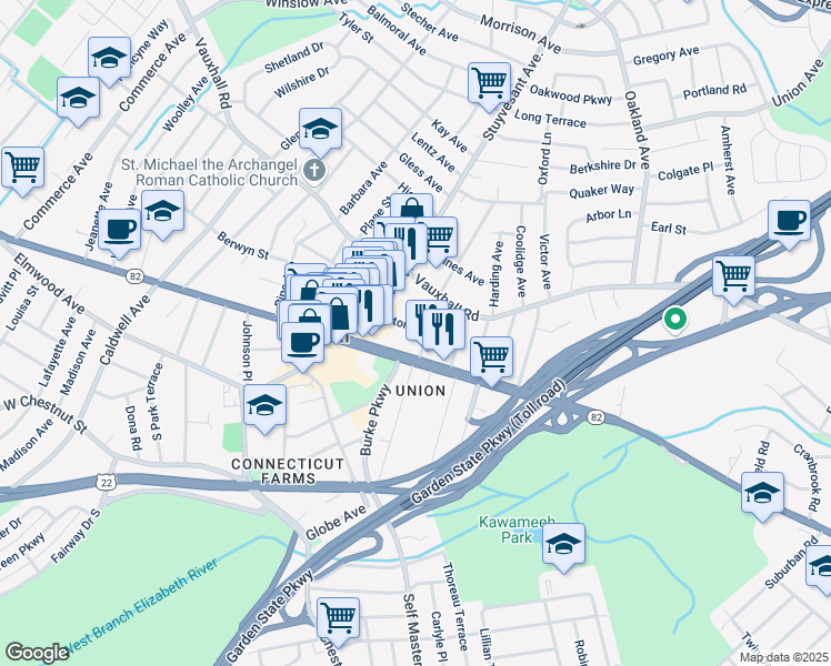 map of restaurants, bars, coffee shops, grocery stores, and more near 1934 Axton Avenue in Union