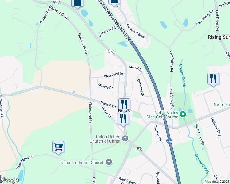 map of restaurants, bars, coffee shops, grocery stores, and more near 5723 Terrace Drive in Schnecksville