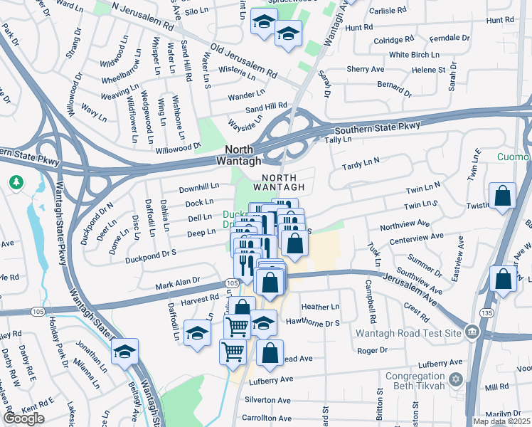 map of restaurants, bars, coffee shops, grocery stores, and more near in Wantagh