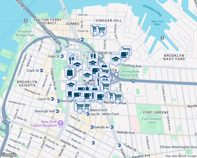 map of restaurants, bars, coffee shops, grocery stores, and more near in Brooklyn
