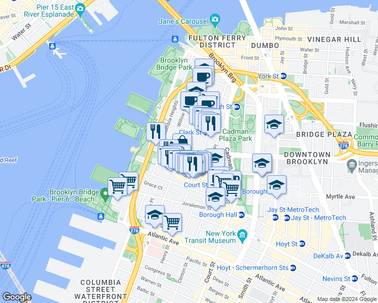 map of restaurants, bars, coffee shops, grocery stores, and more near in Brooklyn