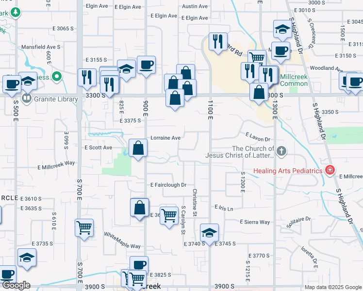 map of restaurants, bars, coffee shops, grocery stores, and more near 1011 Milbert Avenue South in Millcreek