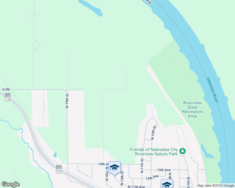 map of restaurants, bars, coffee shops, grocery stores, and more near 602 North 64th Road in Nebraska City
