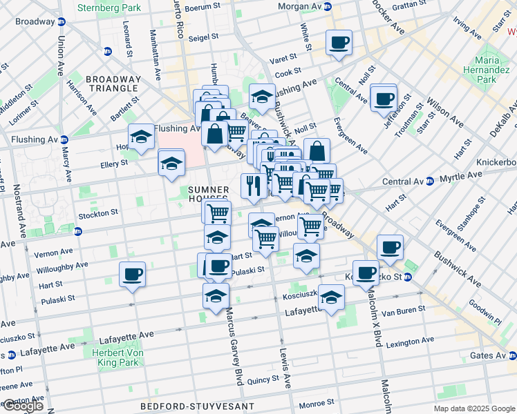 map of restaurants, bars, coffee shops, grocery stores, and more near in Brooklyn