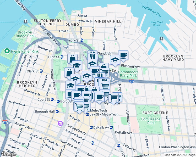 map of restaurants, bars, coffee shops, grocery stores, and more near in Brooklyn