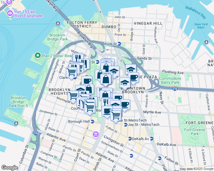 map of restaurants, bars, coffee shops, grocery stores, and more near in Brooklyn