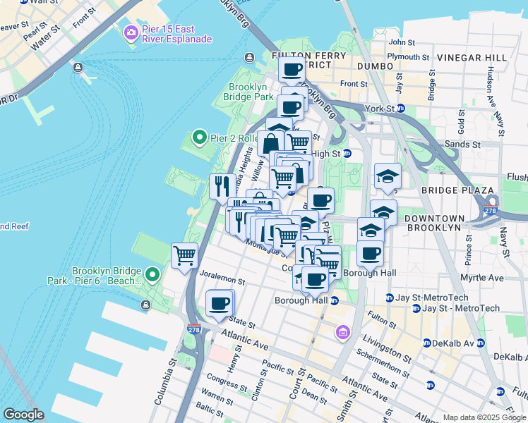 map of restaurants, bars, coffee shops, grocery stores, and more near in Brooklyn