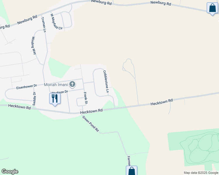 map of restaurants, bars, coffee shops, grocery stores, and more near 284 Cobblestone Lane in Bethlehem