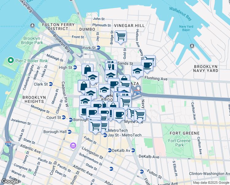 map of restaurants, bars, coffee shops, grocery stores, and more near in Brooklyn