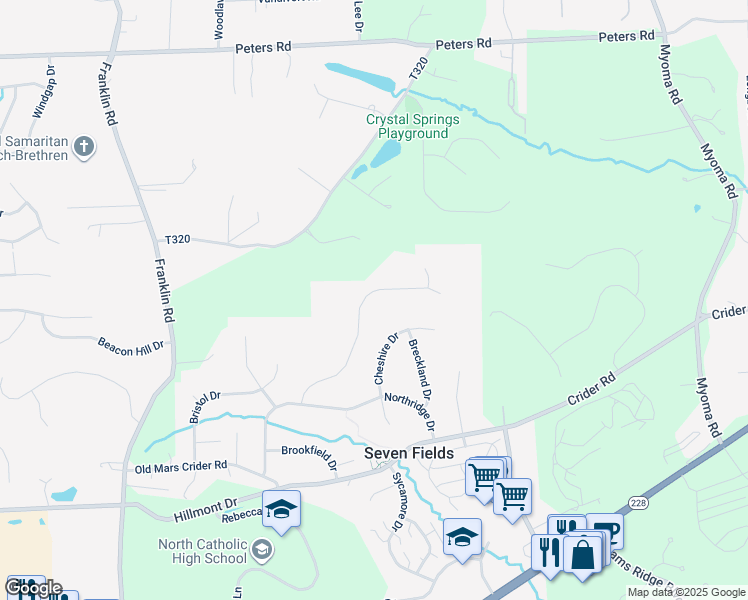 map of restaurants, bars, coffee shops, grocery stores, and more near 529 Dorchester Drive in Seven Fields