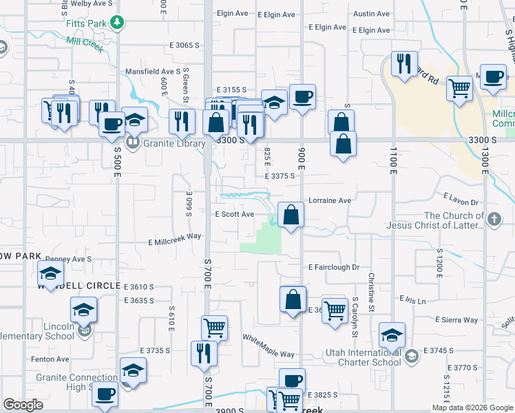 map of restaurants, bars, coffee shops, grocery stores, and more near 811 East Scott Avenue in Millcreek