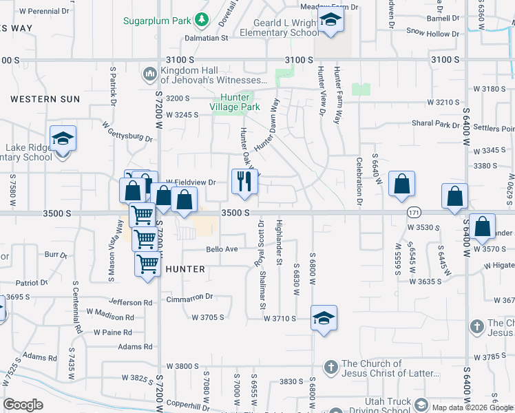 map of restaurants, bars, coffee shops, grocery stores, and more near in West Valley City