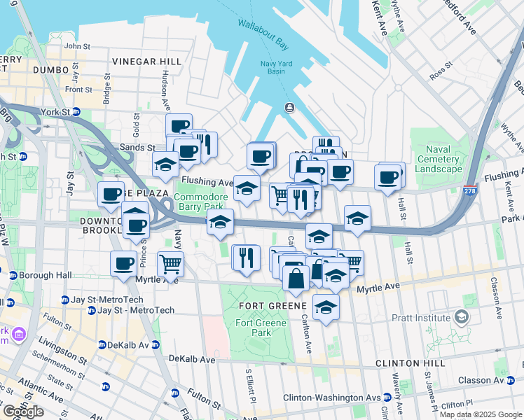map of restaurants, bars, coffee shops, grocery stores, and more near in Brooklyn